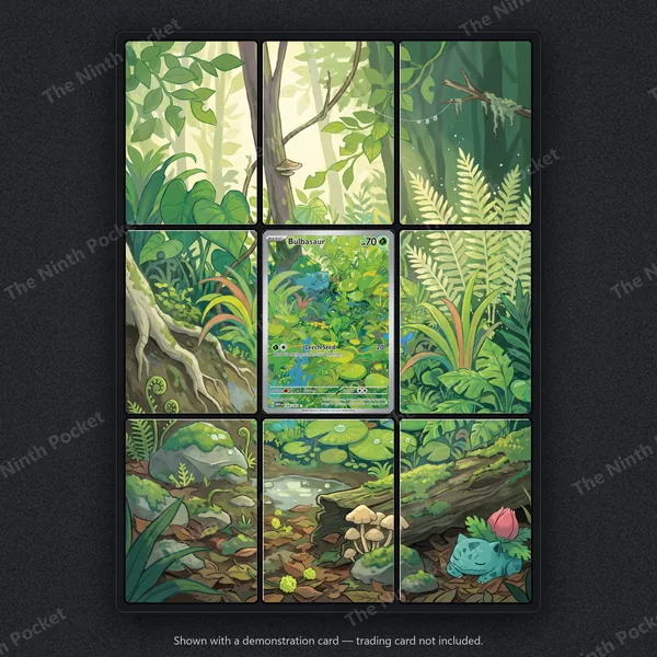 Bulbasaur 166/165 Scarlet & Violet 151 binder page shown in a 9-pocket binder