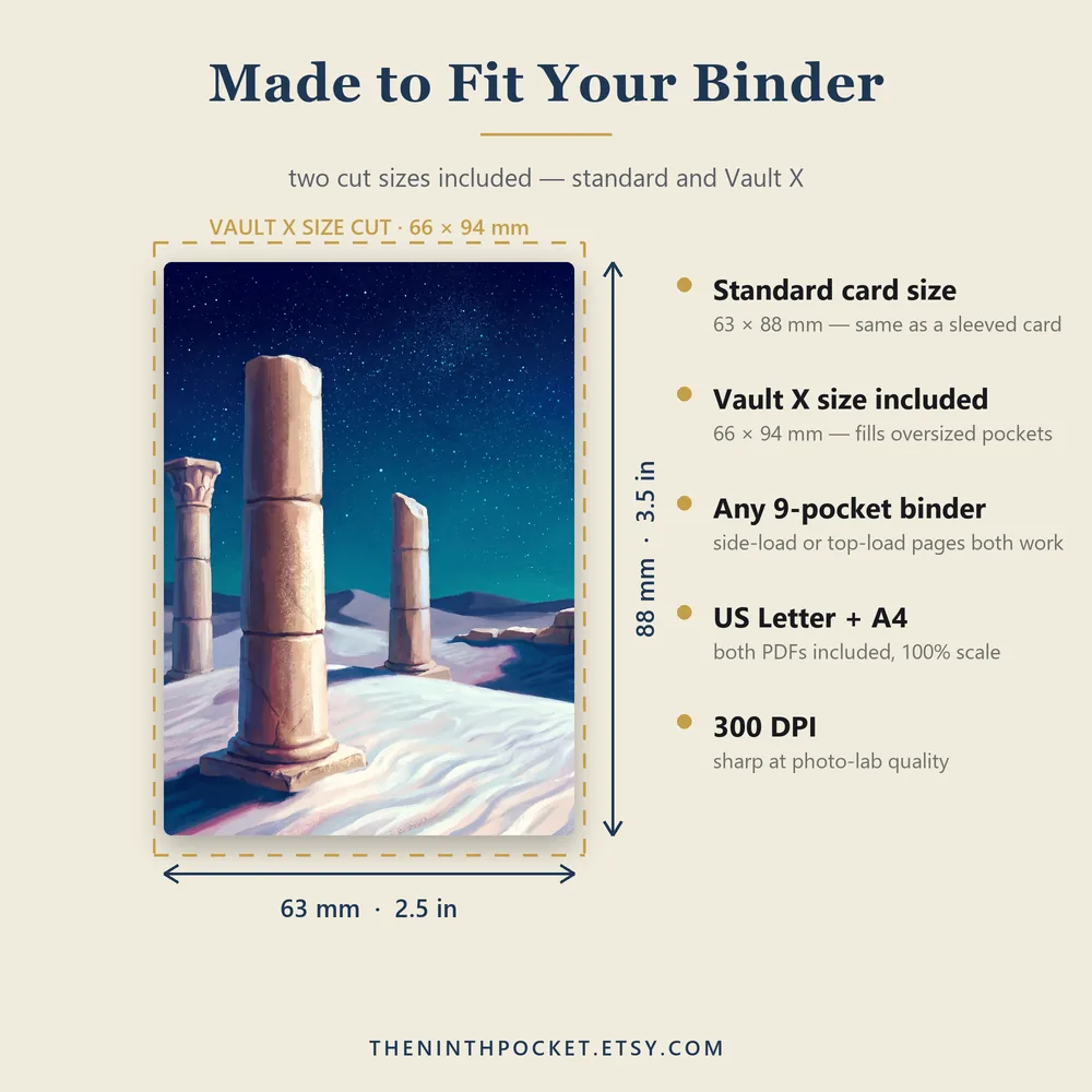 Tile size guide: standard 63 by 88 mm and Vault X 66 by 94 mm