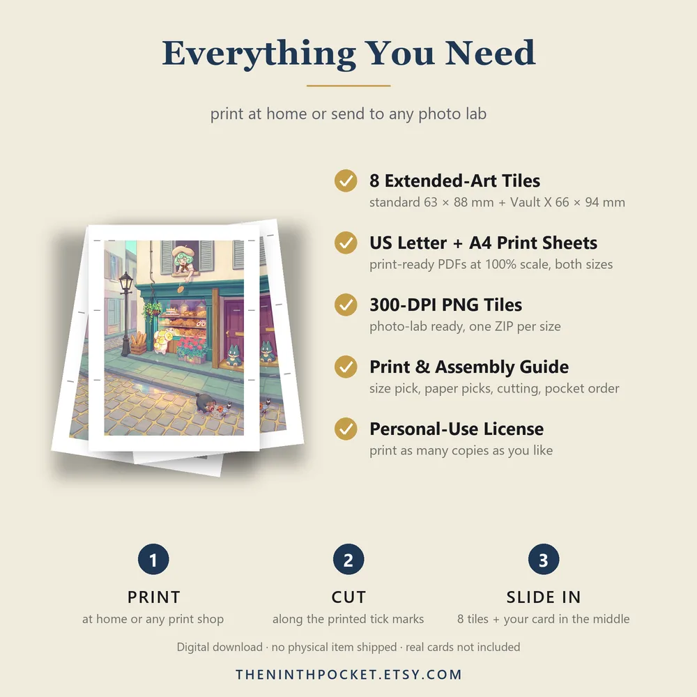 What is included: PDFs, 300 DPI tiles, print guide
