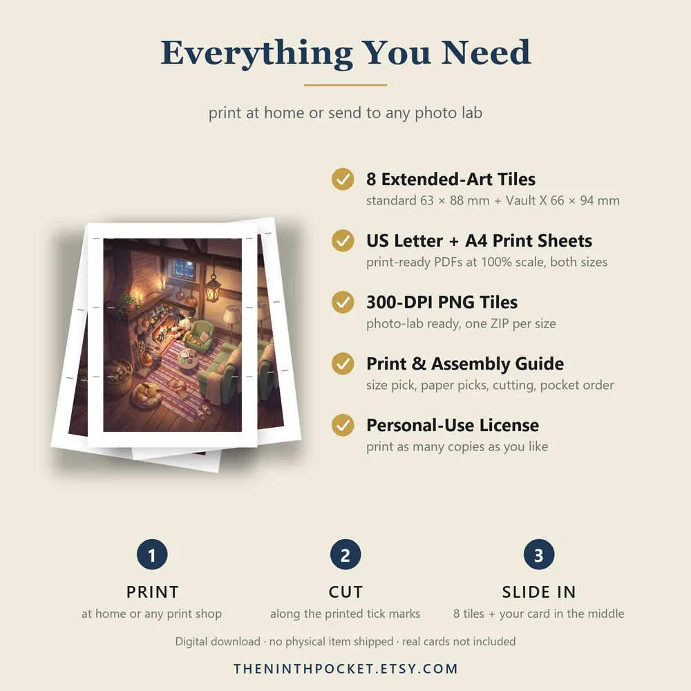What is included: PDFs, 300 DPI tiles, print guide