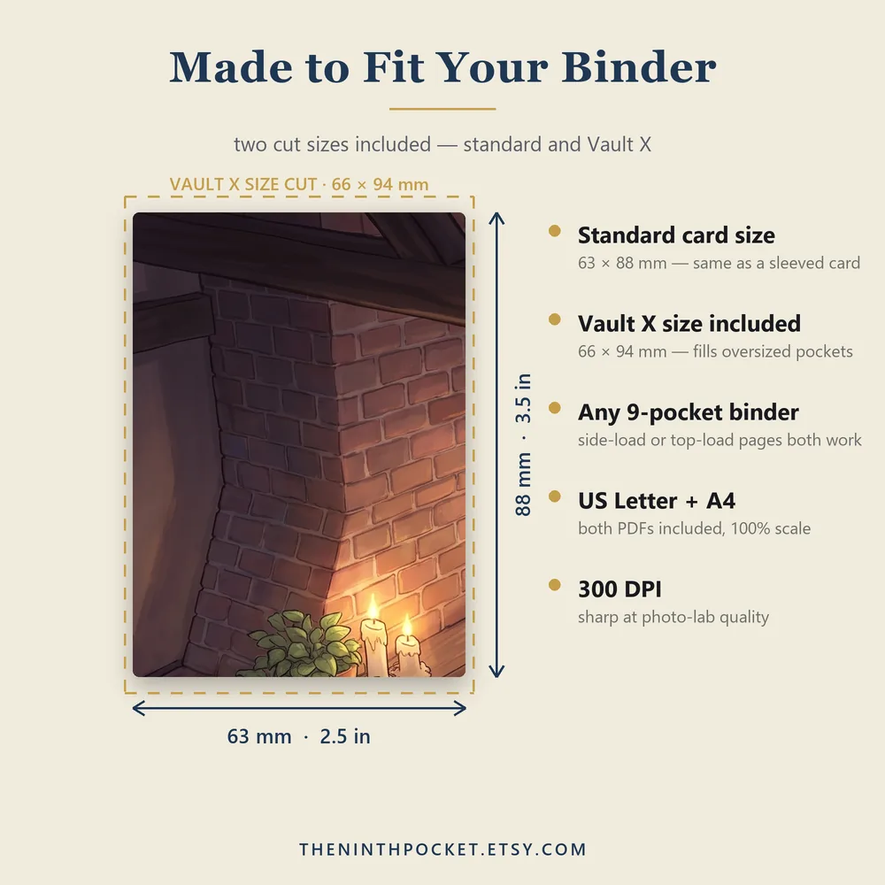 Tile size guide: standard 63 by 88 mm and Vault X 66 by 94 mm