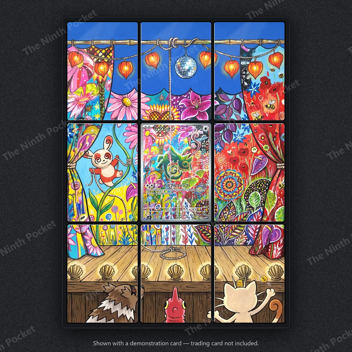 Kecleon 088/076 Delta Reign extended art binder page in a 9-pocket binder, shown with a demonstration card