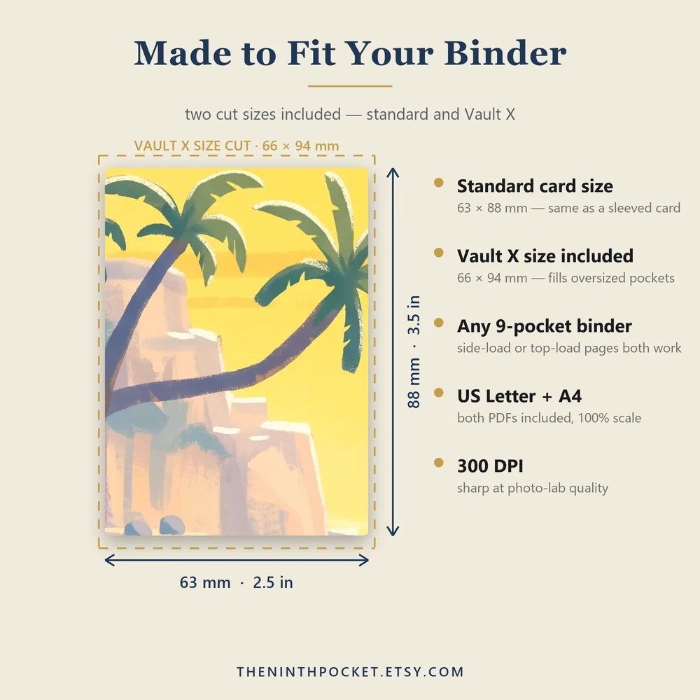 Tile size guide: standard 63 by 88 mm and Vault X 66 by 94 mm