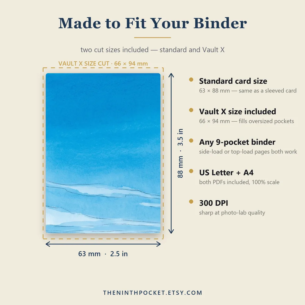 Tile size guide: standard 63 by 88 mm and Vault X 66 by 94 mm
