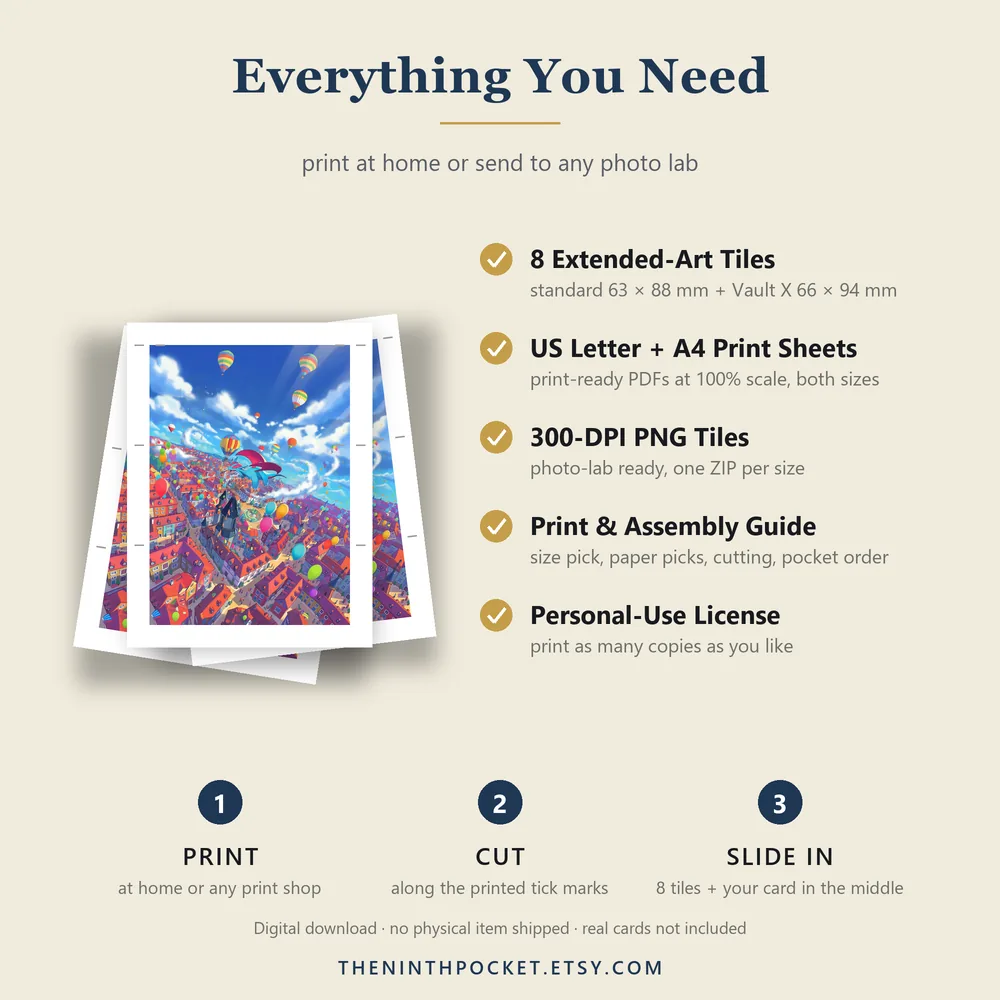 What is included: PDFs, 300 DPI tiles, print guide