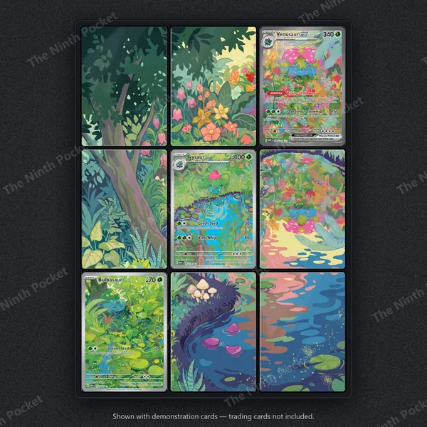 Venusaur ex, Ivysaur & Bulbasaur 198, 167, 166/165 Scarlet & Violet 151 binder page shown in a 9-pocket binder